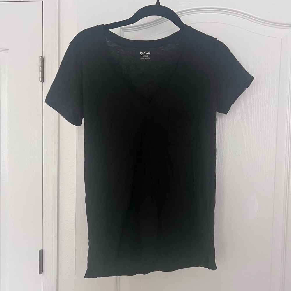 Madewell Black V Neck Pocket Tee SZ XS